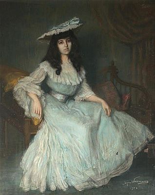 Elégante au chapeau (Portrait de mademoiselle Bougarel)