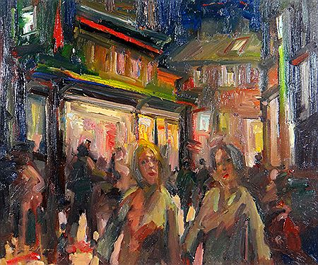 'Saturday Night Out`-figures in a street