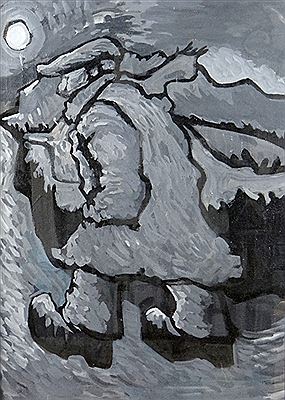 Farmer in snow