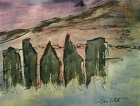Slate fence by Elfyn Roberts - Auction record, sale price, and art valuation. Compare with similar artists and explore comparable artworks.