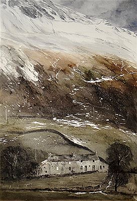 Upland Snowdonia farm in winter
