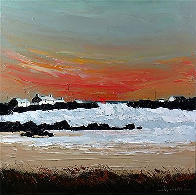 Stormy coast with cottages