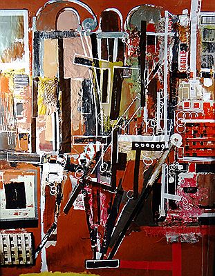 Large abstract composition based upon the gate to Dylan Thomas's Boathouse
