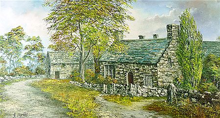 Old Welsh farmstead by a lane by Gwyneth Tomos - Auction record, sale price, and art valuation. Compare with similar artists and explore comparable artworks.