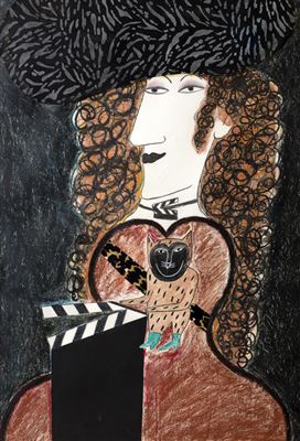 Portrait of Nina Romm: Self Portrait with cat