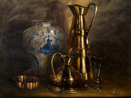 Still life with copper by Denzil Herring - Auction record, sale price, and art valuation. Compare with similar artists and explore comparable artworks.