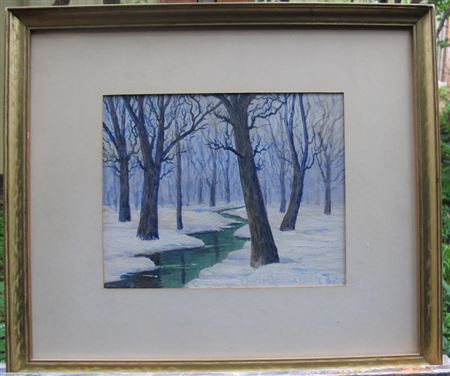 Sample artwork by Oscar Gunnarson (1884 - 1962), known for cement sculpture, winter landscape painting - View similar artists and auction records