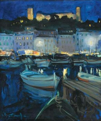 Le port de Cannes la nuit