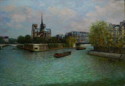 Notre-Dame et deux péniches