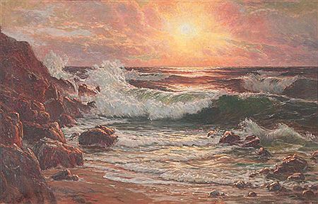 Grande vague au crépuscule