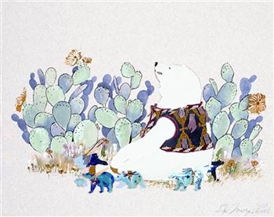 Sample artwork by Ed Morgan (1943 - 2014), known for floral design, southwest scene engraving, embossing on silk - View similar artists and auction records