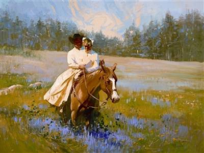 Sample artwork by Bonnie Conrad (Born 1947), known for figure, genre and western view painting - View similar artists and auction records