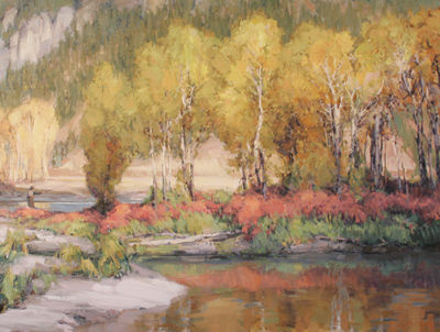 Fly Fishing the Yellowstone by Joe Wayne - Auction record, sale price, and art valuation. Compare with similar artists and explore comparable artworks.