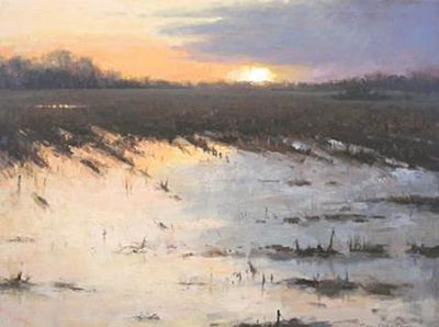 Sundown Over Flooded Fields by David Slonim - Auction record, sale price, and art valuation. Compare with similar artists and explore comparable artworks.