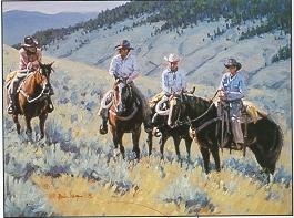 Sample artwork by Bill Neal (Born 1942), known for western scene painting, cowboys and horses - View similar artists and auction records