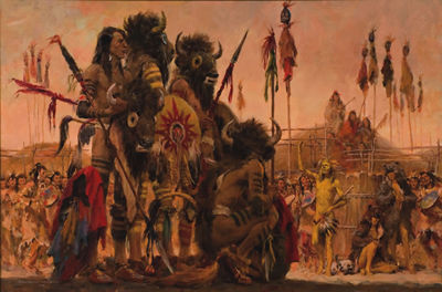Calling Back the Buffalo by Charles Winfield Miller - Auction record, sale price, and art valuation. Compare with similar artists and explore comparable artworks.