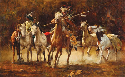 Captured Ponies by Howard A Terpning - Auction record, sale price, and art valuation. Compare with similar artists and explore comparable artworks.