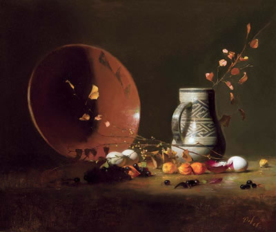 Anasazi Vase with Mayan Plate & Chinese Lanterns