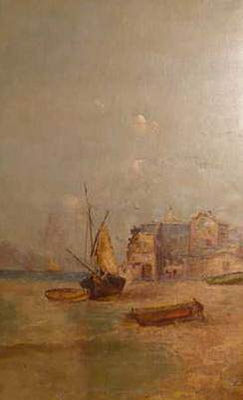 Barques au bord d'un rivage
