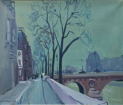 Paris, soir sur les quais près le Pont Louis-Philippe.