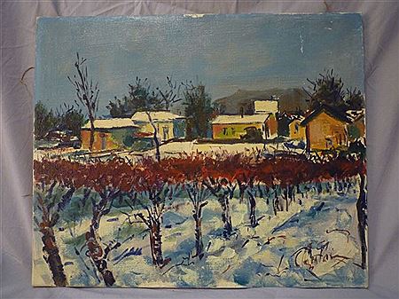 Les vignes sous la neige en Dauphiné.