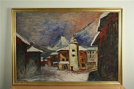 Vue de la place de l'eglise à Megève