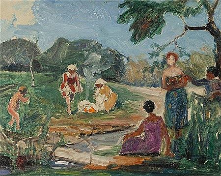 Scène de pique-nique. by Jacques Peretto - Auction record, sale price, and art valuation. Compare with similar artists and explore comparable artworks.