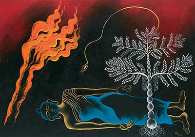 Tree of Suffering, Tree of Enlightenment by Arpana Caur - Auction record, sale price, and art valuation. Compare with similar artists and explore comparable artworks.