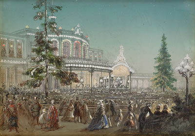 Celebrations for the twenty-fifth anniversary of the Tsarskoe Selo railroad at the Pavlovsk Railway Station Concert Hall by Adolf Jossifowitsch Charlemagne - Auction record, sale price, and art valuation. Compare with similar artists and explore comparable artworks.