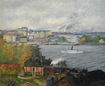 Höstdag - motiv från Långholmen mot Kungsholmen, Stockholm