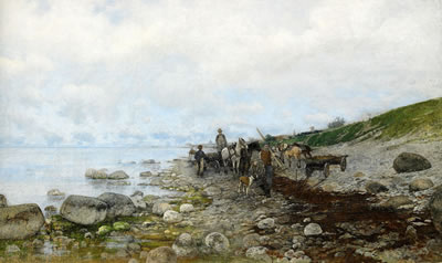 Kustvy med fiskare