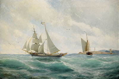 Skärgårdsmotiv med segelfartyg by Christian Fredrik Swensson - Auction record, sale price, and art valuation. Compare with similar artists and explore comparable artworks.
