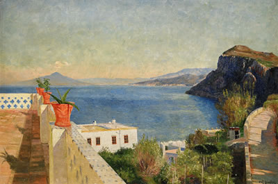 Utsikt från Neapel mot Vesuvius
