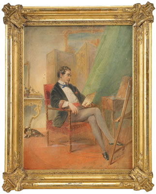 Portrait of Mihaly von Zichy: A self-portrait of the artist in his studio in Paris