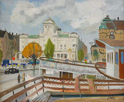 Motiv från Strandvägen med Dramaten i fonden - Stockholm by Erik Jerken - Auction record, sale price, and art valuation. Compare with similar artists and explore comparable artworks.