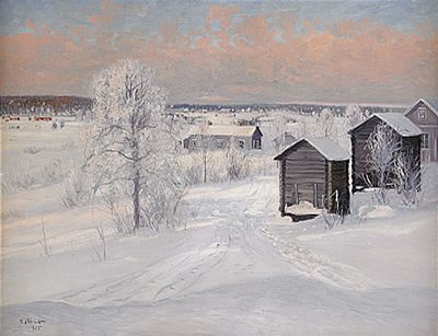 Norrländskt vinterlandskap - motiv från Kiruna