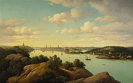 Vy över Stockholm - inloppet från Saltsjön
