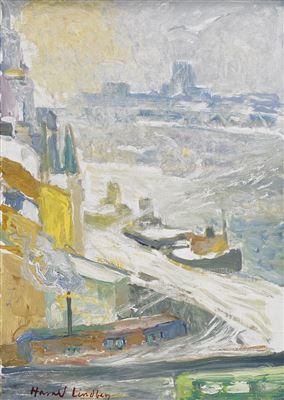 Stockholm från söder - Snöyra by Harald Lindberg - Auction record, sale price, and art valuation. Compare with similar artists and explore comparable artworks.