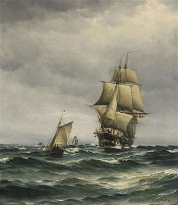 Marin med segelfartyg