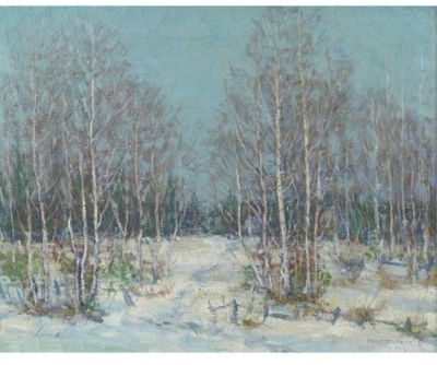 BIRCHES IN WINTER by Emile Walters - Auction record, sale price, and art valuation. Compare with similar artists and explore comparable artworks.