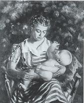 Girl and Child Under A Pine