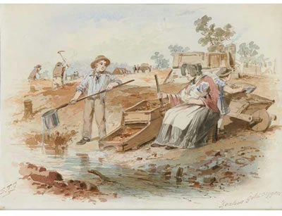 ZEALOUS GOLD DIGGERS by Samuel Thomas Gill - Auction record, sale price, and art valuation. Compare with similar artists and explore comparable artworks.