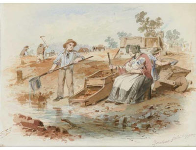 ZEALOUS GOLD DIGGERS by Samuel Thomas Gill - Auction record, sale price, and art valuation. Compare with similar artists and explore comparable artworks.
