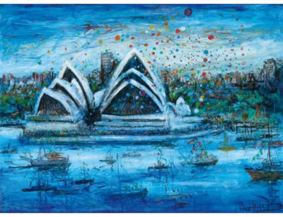 THE OPENING OF THE OPERA HOUSE by Pro Hart - Auction record, sale price, and art valuation. Compare with similar artists and explore comparable artworks.