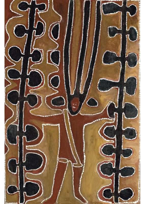 Sample artwork by Jarinyanu David Downs (c.1925 - 1995), known for aboriginal art and sculpture - View similar artists and auction records