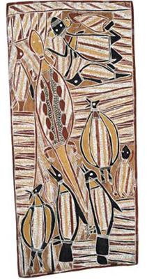 Woman Hunting (on eucalyptus bark)