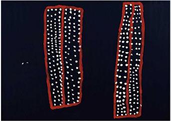 Sample artwork by Prince of Wales (Born 1935), known for aboriginal painting, geometric desigsn on linen, body decorations - View similar artists and auction records