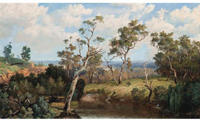 THE OLD FERRY, STUDLEY PARK, KEW 1875 by Henry Rielly - Auction record, sale price, and art valuation. Compare with similar artists and explore comparable artworks.