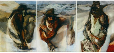 MINERS AT THE FIELD, ANDAMOOKA SERIES (TRIPTYCH)
