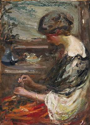 THE NEEDLEWORKER by Josephine Muntz-Adams - Auction record, sale price, and art valuation. Compare with similar artists and explore comparable artworks.